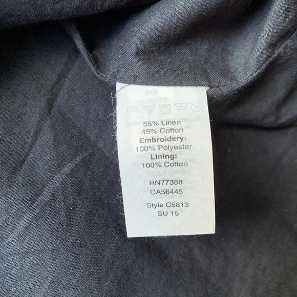 Madewell Embroidered Stitchtake Linen Sleeveless Keyhole Mini Dress Navy Blue S - Picture 11 of 12